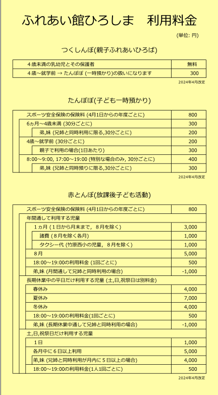 利用料金表